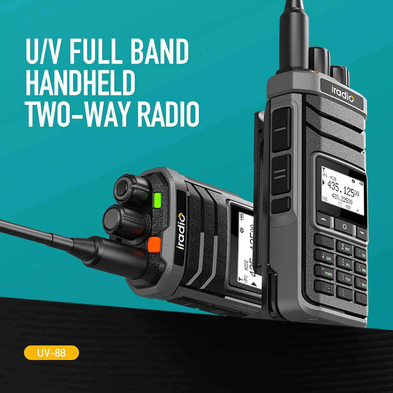 Iradio UV-88 Multi banda Ham Radio HF UHF VHF Walkie Talkie AM USB LSB CW CB LW MW SW SSB RX 1024Ch USB-C batería RT-860 variante