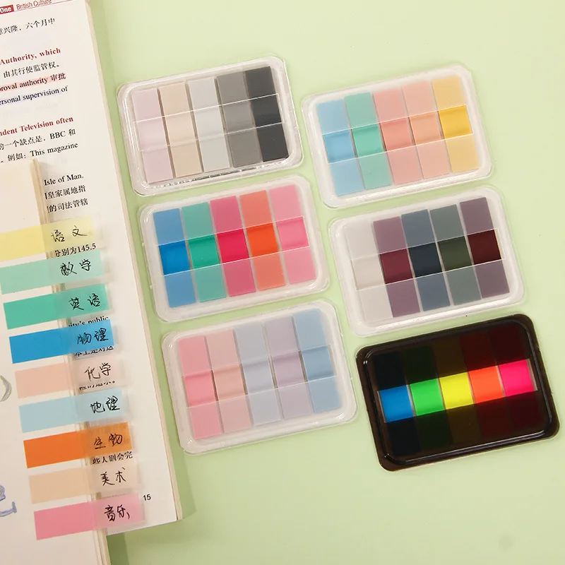 Macaron Color PET Memo Pad 100 Sheets Sticky Notes Self-adhesive Post Label Index Stickers Marker School A7692