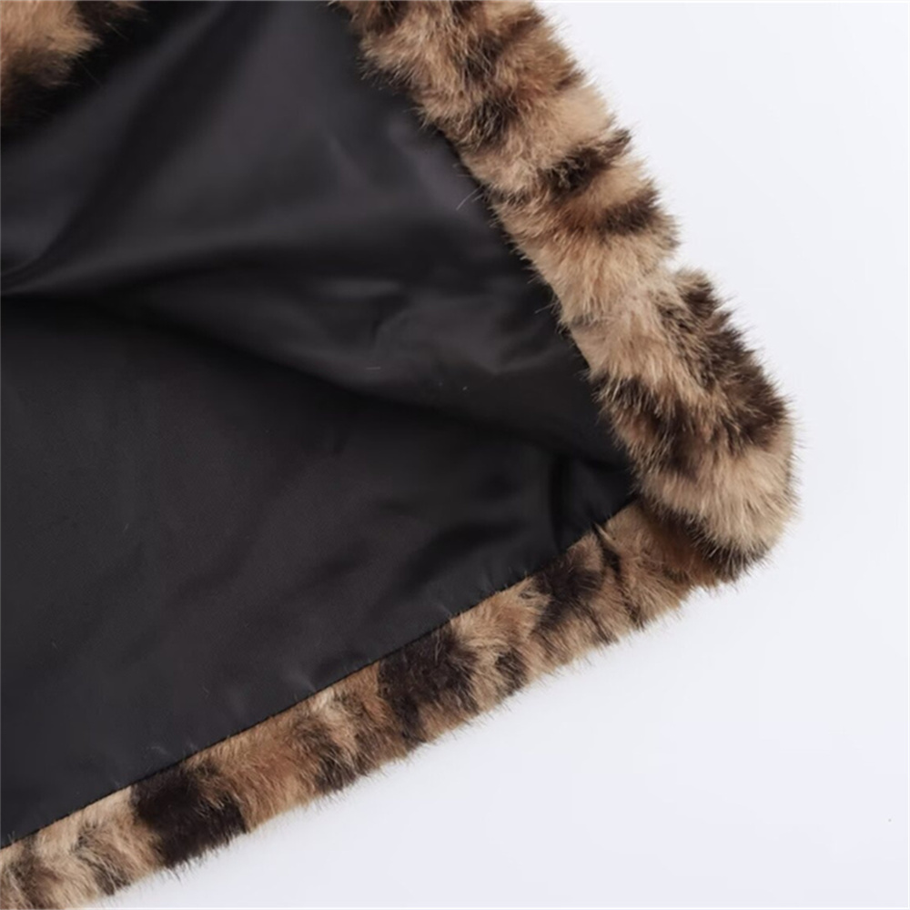 Damenmanteljacke, langärmelig, Revers, Animal-Print, mit Taschen, Herbst, neue Manteljacke