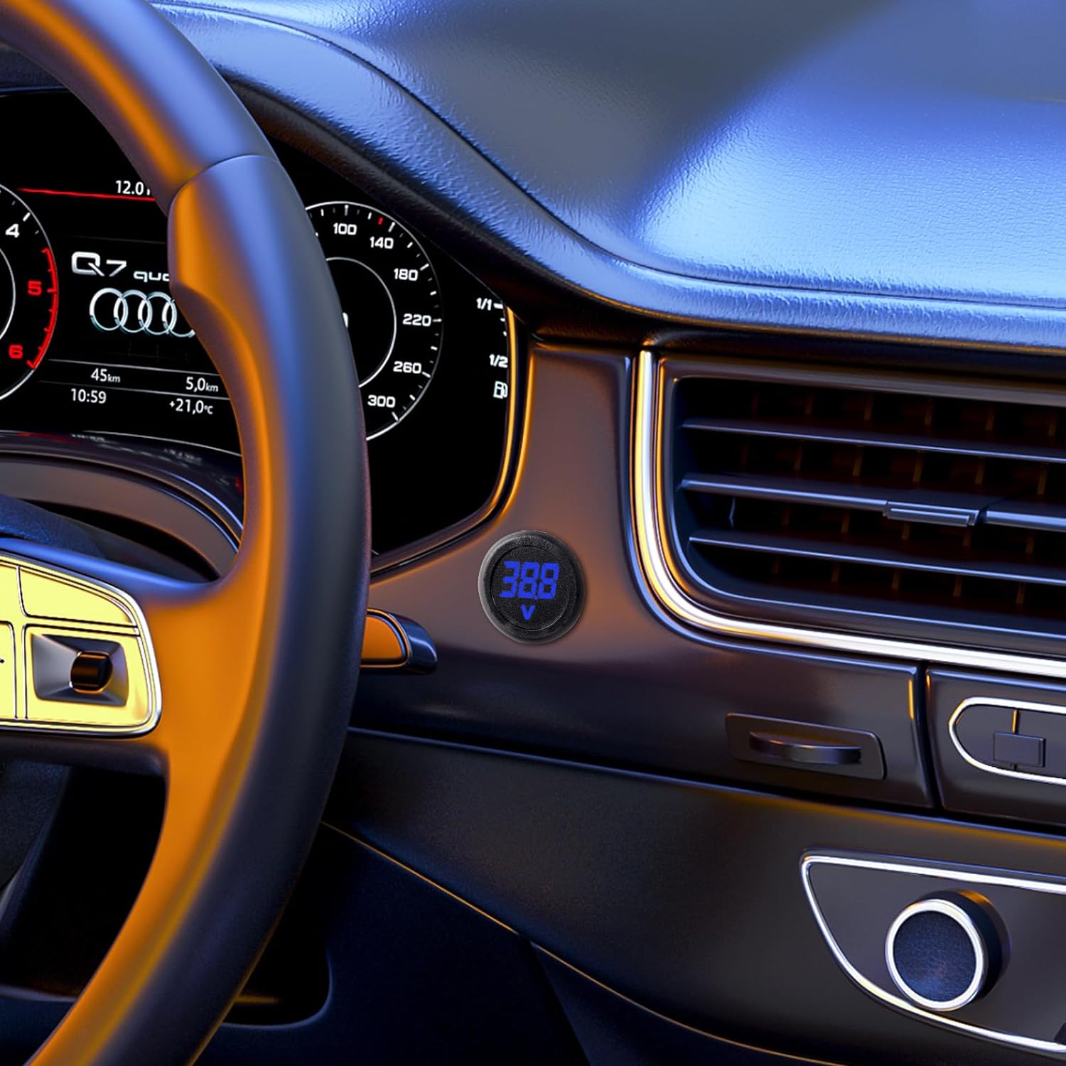 Medidor de voltaje de coche DC 4-100V pantalla Digital LED 12V 24V voltímetro impermeable Panel redondo medidor de voltaje probador Detector de voltios