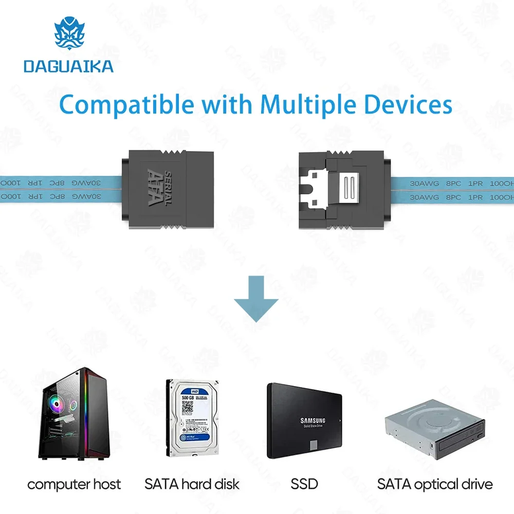 4/6/8 unids/set Cable Sata a Sata 6 puertos/juego Cable de fecha SATA 3,0 Cable Sas de 7 pines a 7 pines Cable HDD de 12Gbps para servidor NAS PC