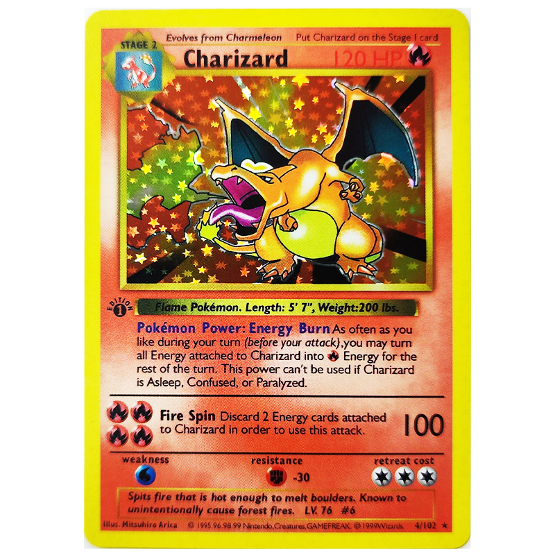 11Pcs Pokemon 1996 1St Edition Middle Partial Star Flash Card Charizard Alakazam Clefairy Lvyasaur Game Collection Card Gift Toy