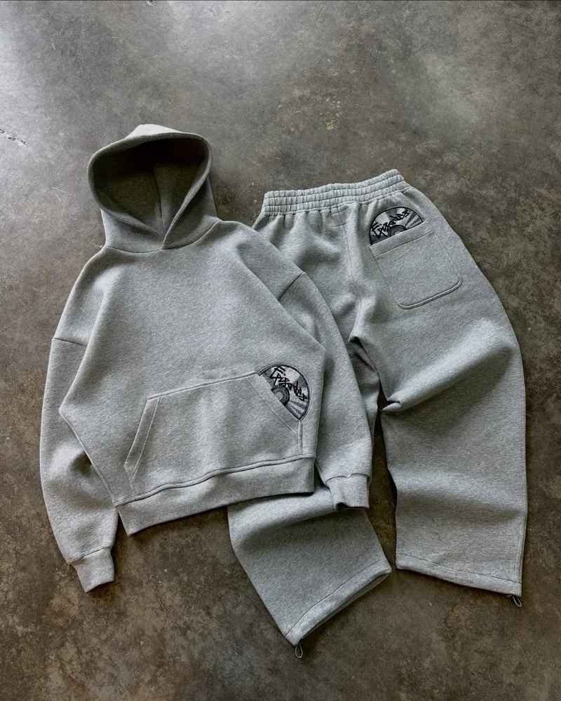 Streetwear Punk Hip Hop Herrenanzug Y2K neuer amerikanischer Gothic Harajuku Stickerei Design Pullover übergroßer lässiger lockerer Sportanzug