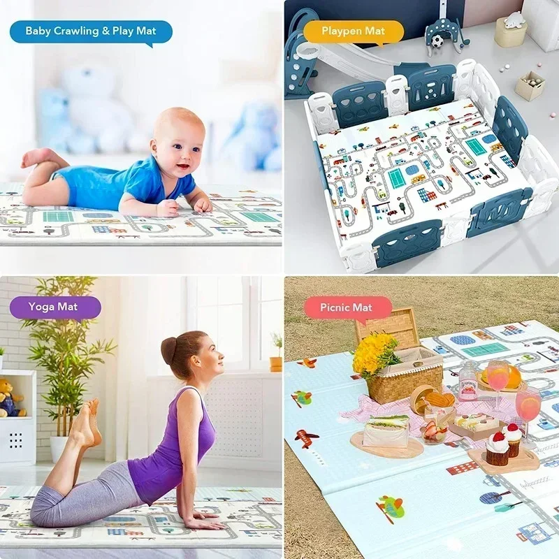 หนา 1 ซม.ชั้นพับได้เด็กเล่นเสื่อเด็ก Playmat Crawling พรมเด็กเด็กวัยหัดเดินความร้อนพรมเกม Pad โฟมของเล่นเพื่อการศึกษา