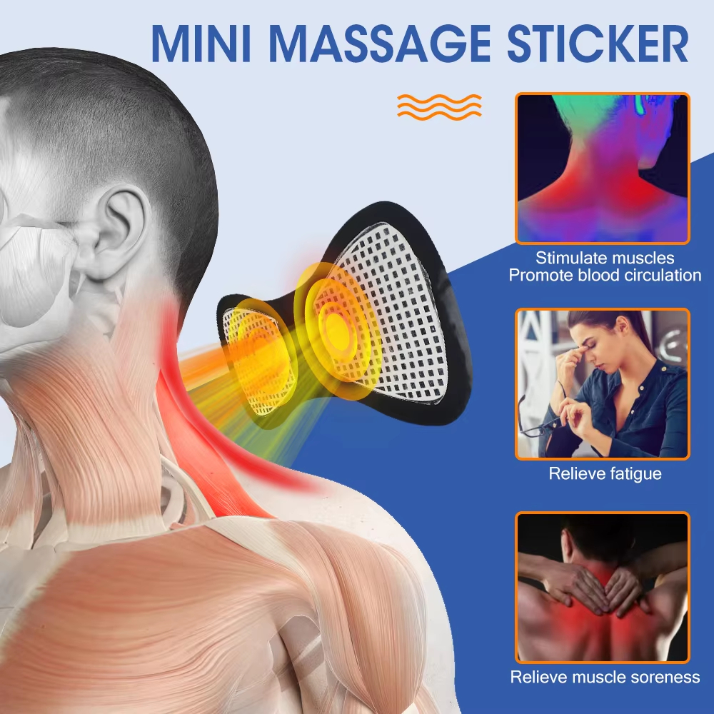 Massageador elétrico portátil de vários velocidades para pescoço - Smart Mini, recarregável, adesivo de massagem ajustável para pescoço e ombros