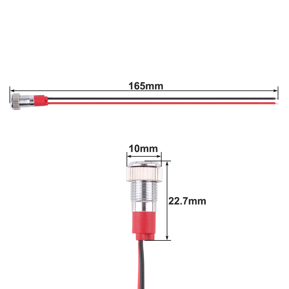 8 mm LED-Metallanzeigeleuchte, wasserdichte Signallampe mit 2 Drähten, Panelmontage, Rot, Gelb, Blau, Grün, Weiß, 6 V, 12 V, 24 V, 110 V, 220 V
