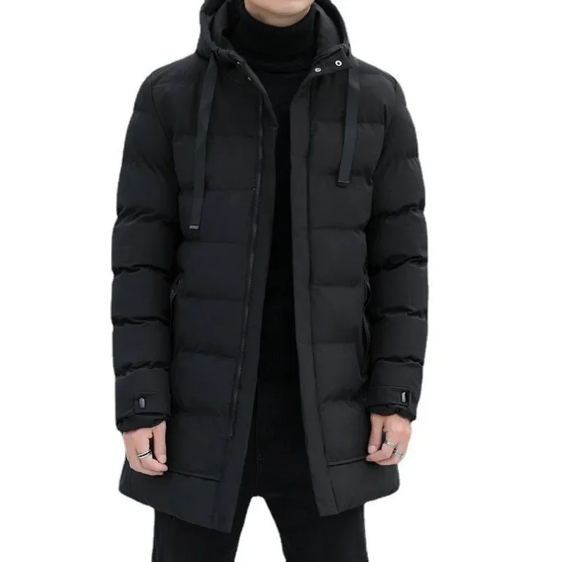 Abrigo de algodón medio a largo con capucha 2024 invierno nueva ropa de trabajo abrigo de algodón Chaqueta larga de algodón abrigo de invierno para hombres