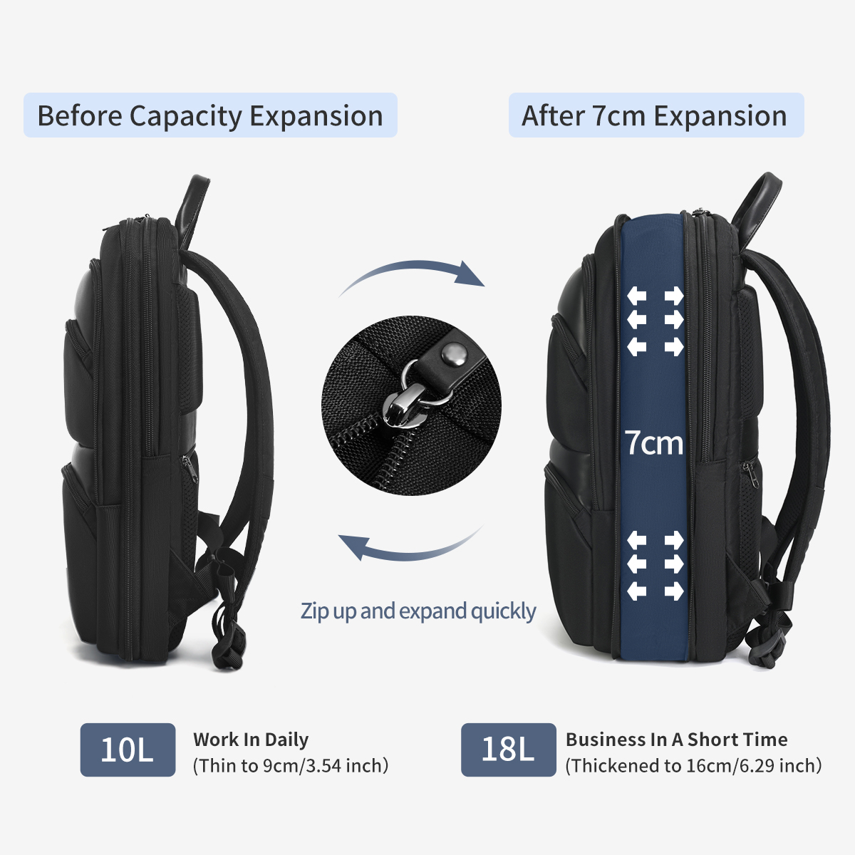 Tigernu expansível mochila masculina sacos finos para homens mochila de viagem à prova dwaterproof água masculino 15.6 polegada portátil mochila saco