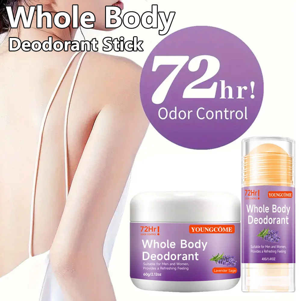 Natural Whole Body Deodorant Stick - Coconut Oil Base, No Alcohol,  60g set Travel-Friendly Peach Deodorant Underarm Removal