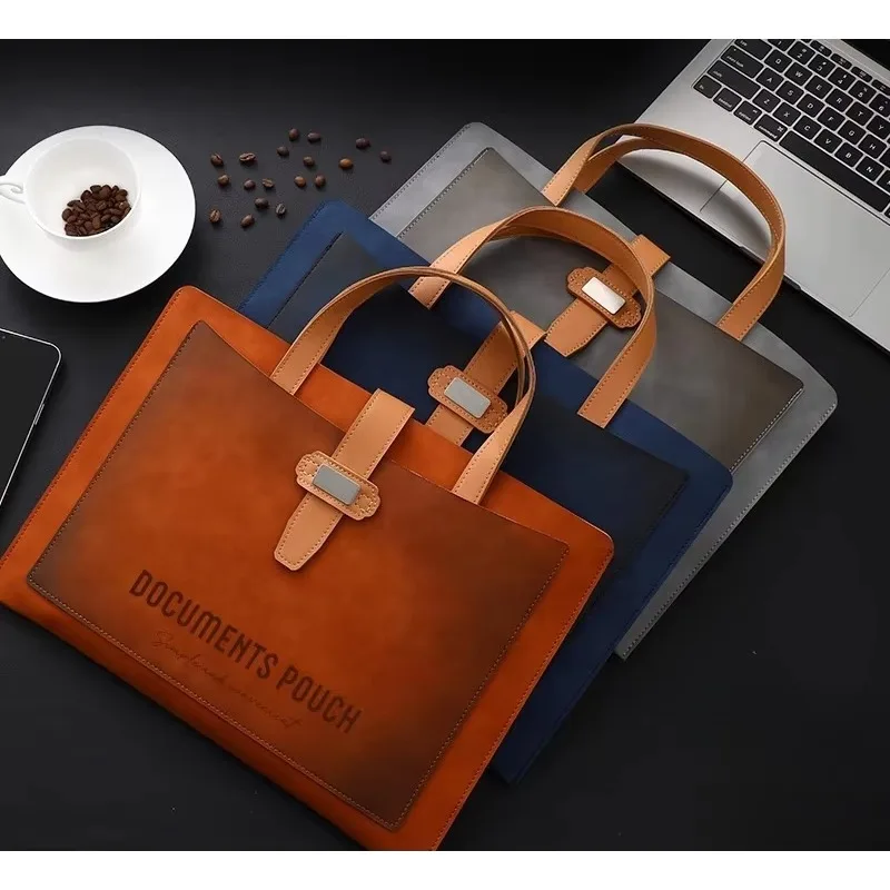 1 szt. A4 teczka ze skóry PVC wodoodporna teczka biznesowa z uchwytem organizer o dużej pojemności do przechowywania dokumentów biurowych
