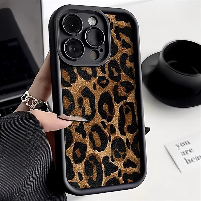 Funda de teléfono con estampado de leopardo INS para iPhone 11, funda suave de silicona mate para iPhone 13, 14, 12, 16 Pro, 15 Pro Max, XR, XS X 7, 8 Plus, SE