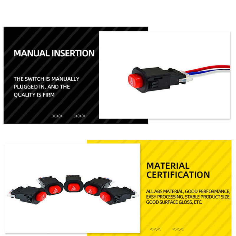 Motocyklowy podwójny przełącznik lampy błyskowej Przycisk włącznika świateł awaryjnych Flash Ostrzeżenie Skuter Pojazd elektryczny Zmodyfikowana lampa sygnalizacyjna awaryjna