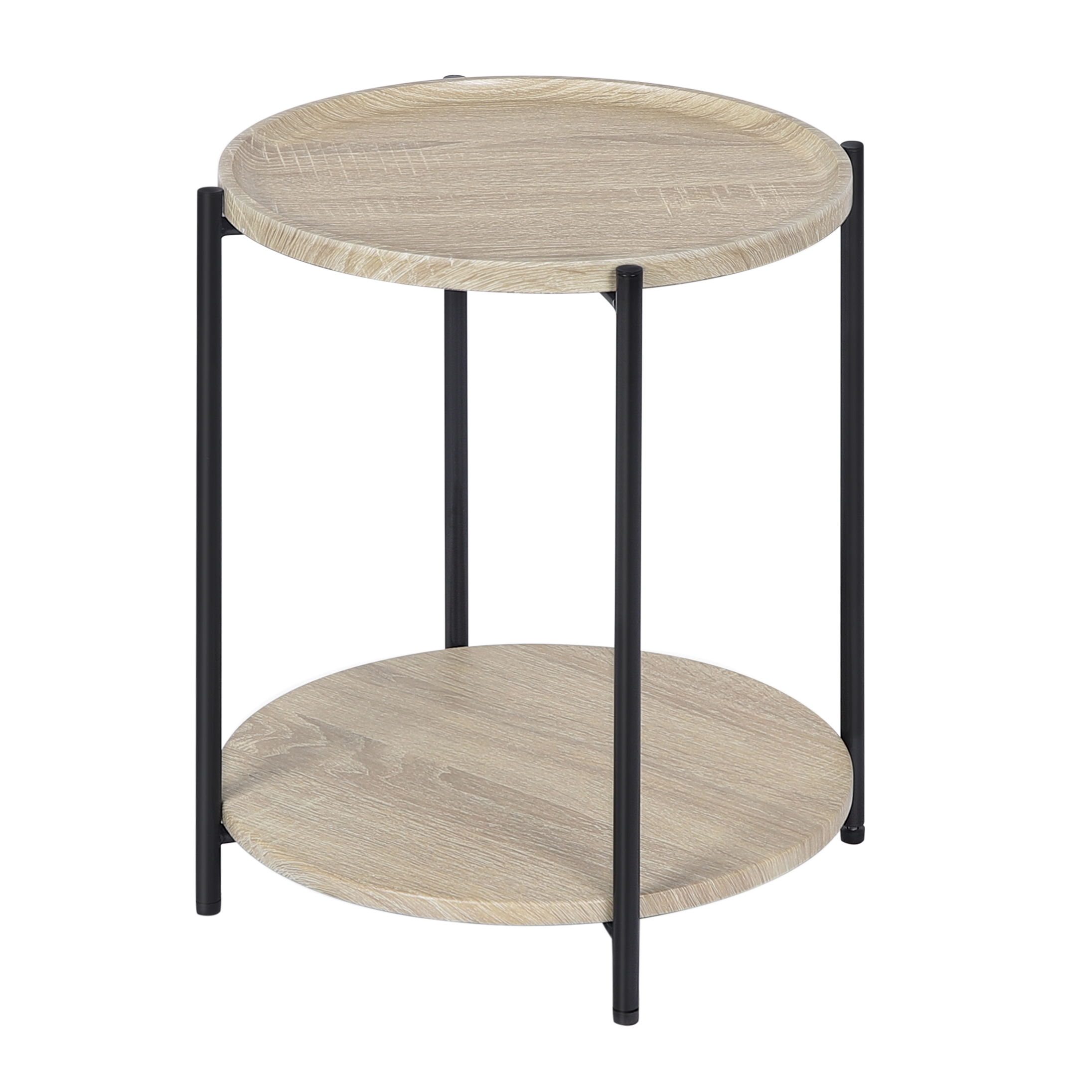 Mesa de centro redonda con 2 estantes, mesa extraíble, sofá, teléfono, mesita de noche de té para sala de estar, dormitorio y hogar