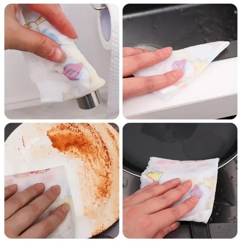 500/50pcs Kitchen Disposable Rags Reusable Non-Woven Cleaning Cloths Washing Dishcloths Rag Cloth Towels Scouring Pads Wholesale