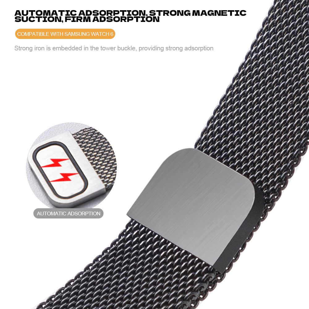 Correa Milanesa de ajuste rápido para Samsung Galaxy Watch 6, 5, 4, Classic, 43mm, 47mm, 40mm, 44mm, 42mm, 46mm, 5Pro, 45mm, correa de bucle magnético