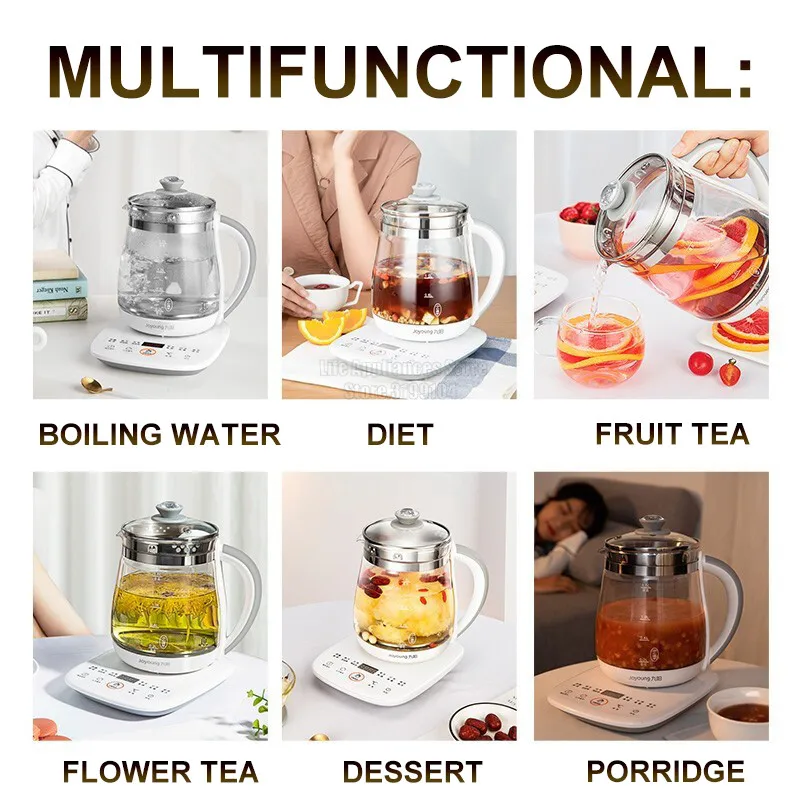 Joyoung-hervidor eléctrico de 1,5 l, olla de salud multifunción para el hogar, potencia de fuego ajustable, temperatura, té, postre, sopa DGD1506BQ