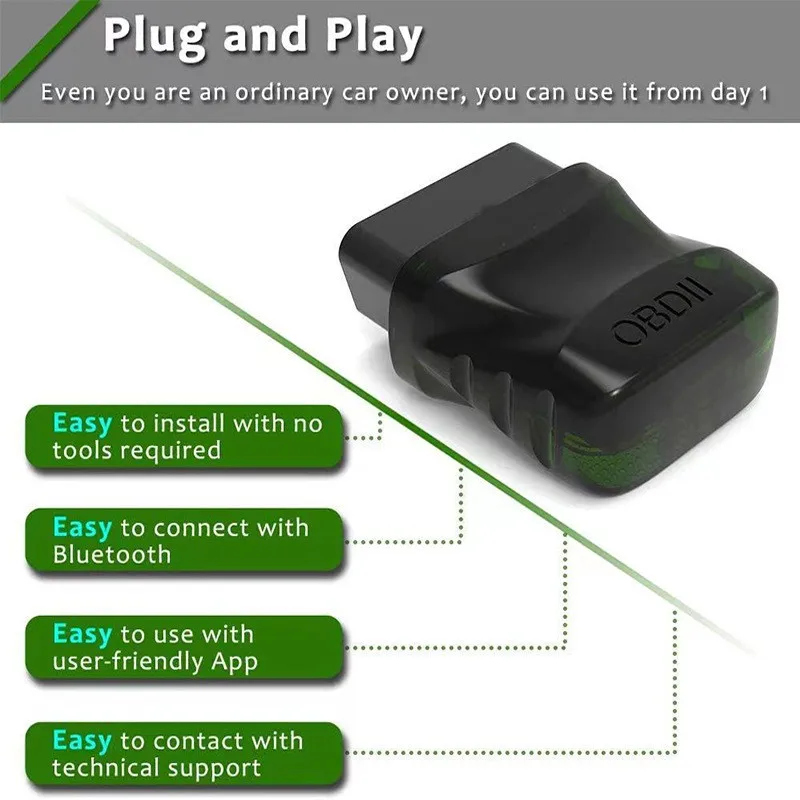 Lecteur de code de défaut de moteur de voiture ELM327 V2.1, scanner OBD2, Bluetooth 4.2, scanner de voiture, scanner de code de défaut IOS/Android EOBD