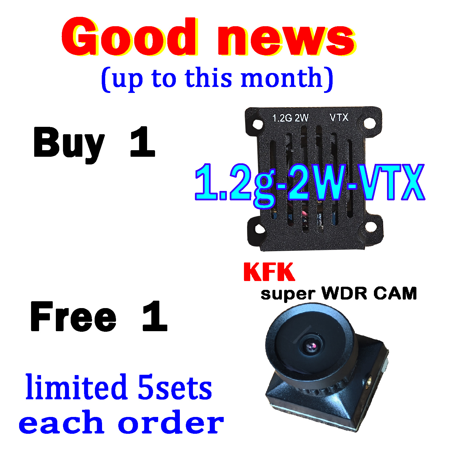 KFK 2025nieuwe FPV 2W VTX-1G3TE 1,2GHz videozender 1,3GHz 2000mW9CH