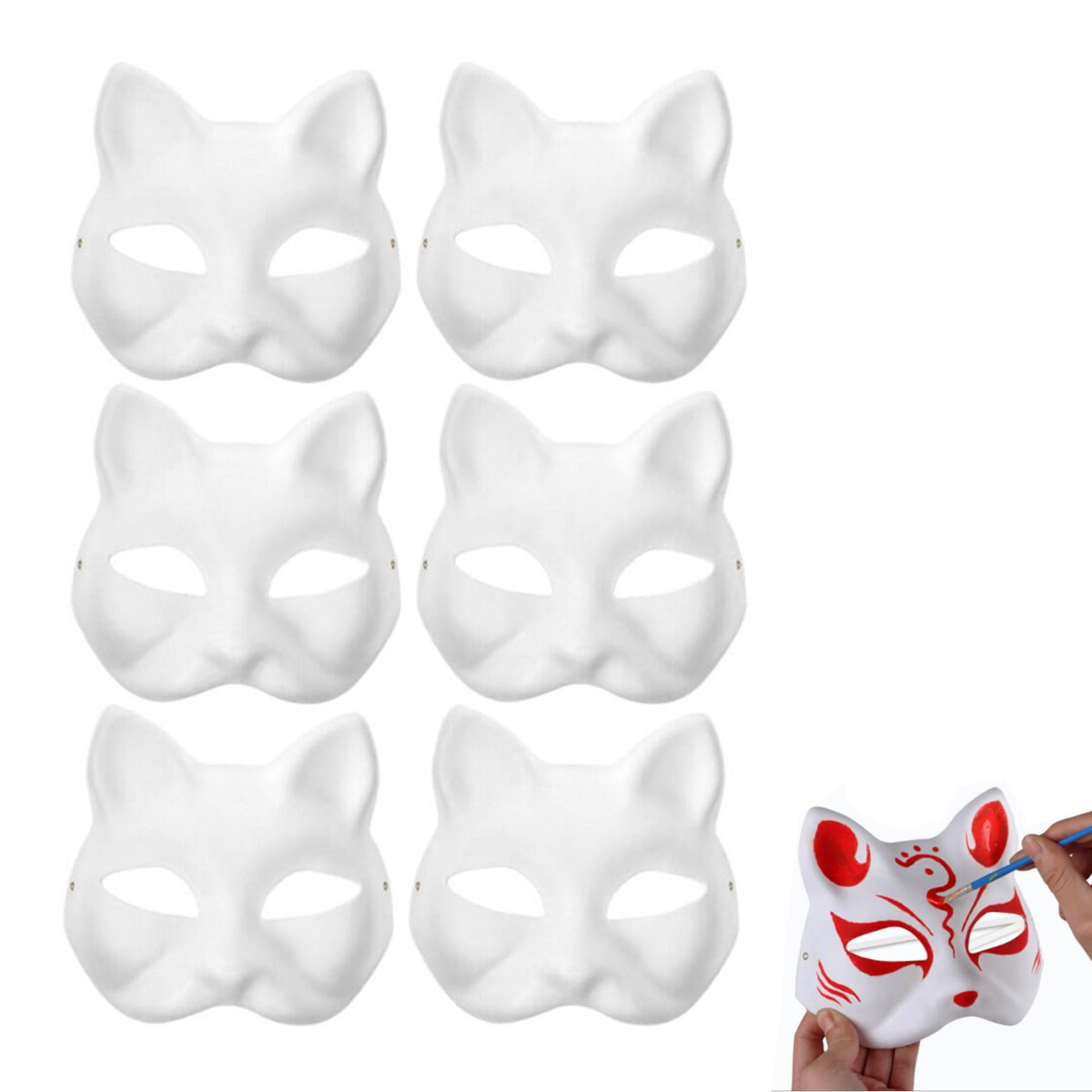 1/2/3/5/8/10 pçs masquerade gato máscaras faciais diy máscaras de festa adereços pintáveis máscaras em branco festa cosplay acessórios