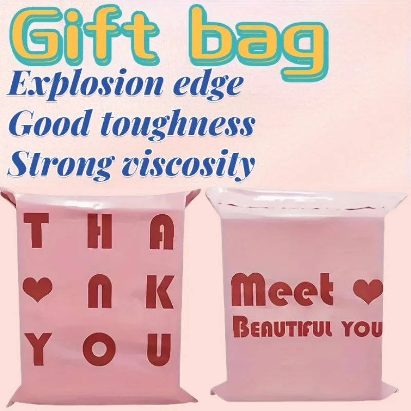Saco de embalagem rosa 100 pçs saco de correio grosso à prova dwaterproof água durável saco de compras para roupas logística presente embalagem envelope de correio