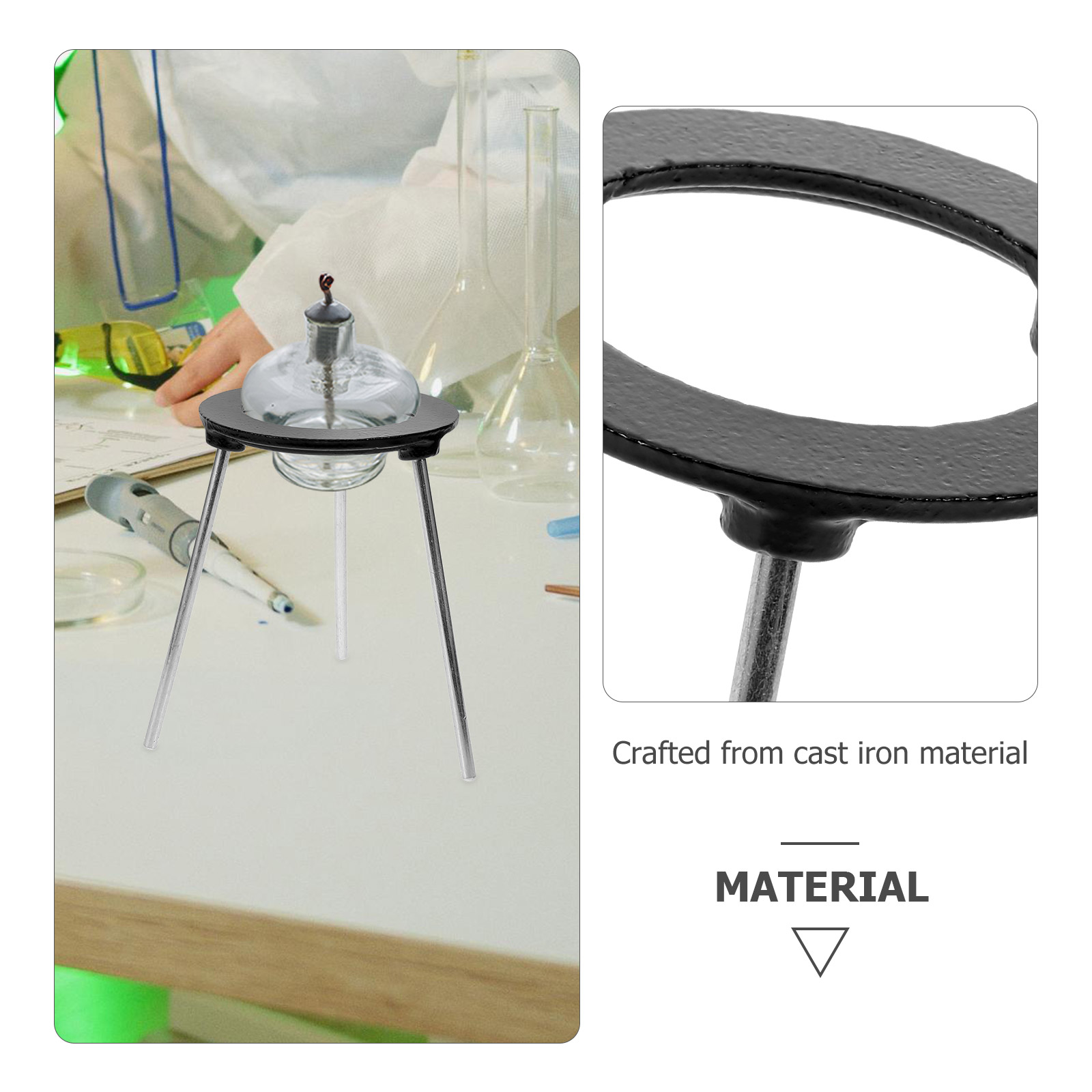 Tripé destacável de ferro fundido, suporte para lâmpada de álcool, equipamento de laboratório, prateleira para experimento de química, móveis de laboratório