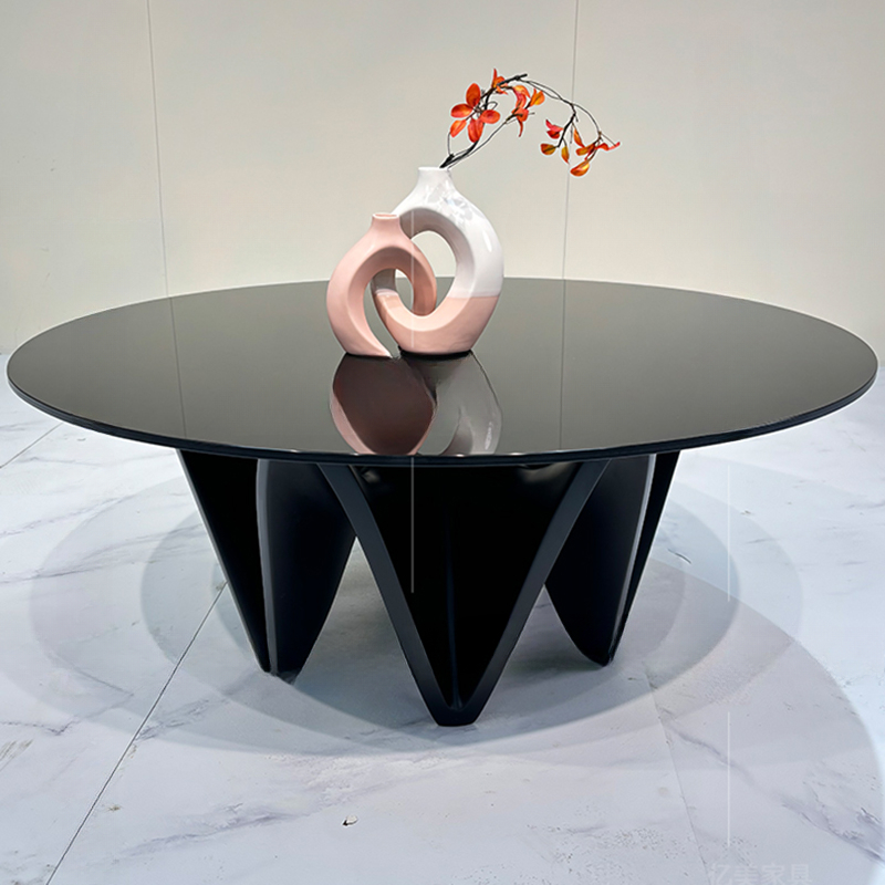 Moderner kleiner Couchtisch aus Glas, Lounge-Center, luxuriöser Wohnzimmer-Couchtisch, rund, sitzend, nordisch, Stolik Kawowy-Möbel