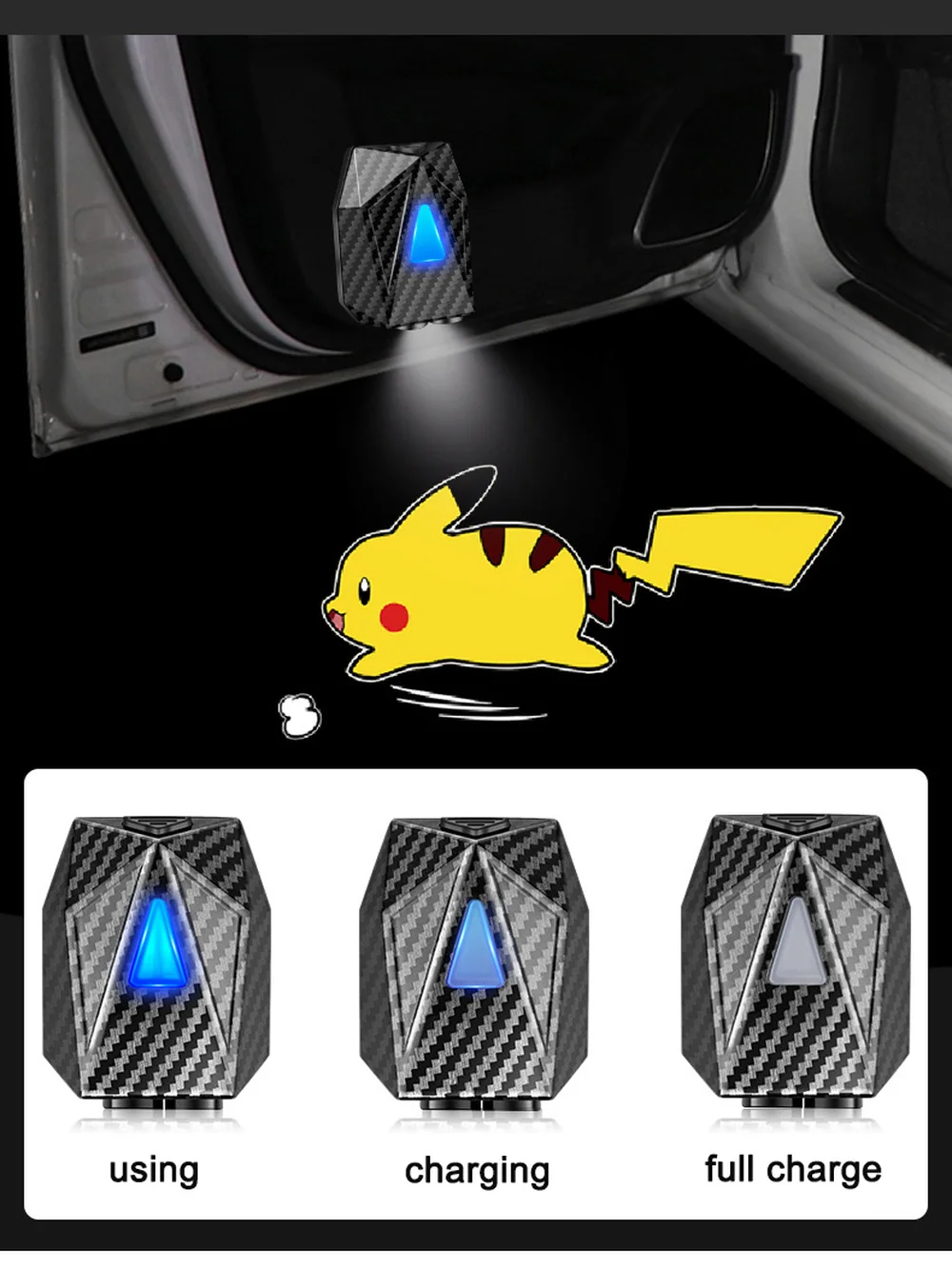 F2-漫画のLEDプロジェクター,ダイナミックナイトライト,充電式,車のドア,ムード照明,アニメーション装飾ランプ