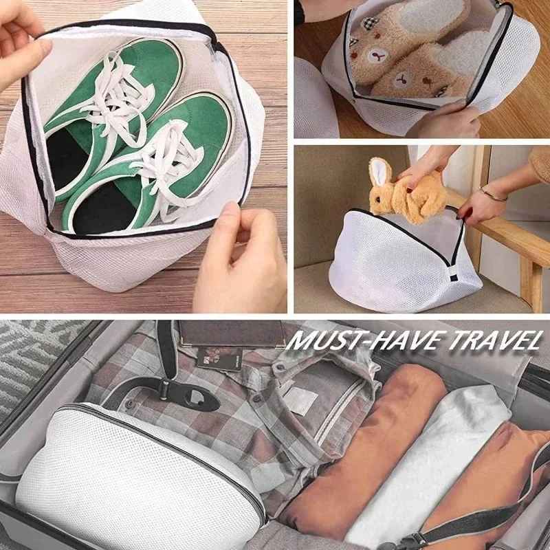 Mesh Wäschesack Waschmaschine Schuhe Tasche mit Reißverschlüssen Reise Schuh Aufbewahrungstaschen Schutzkleidung Aufbewahrungsbox Organizer Taschen