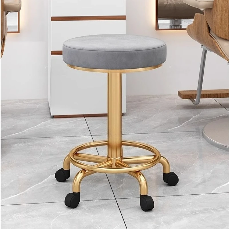 Modern Simple Beauty Stool Professional Swivel Barber Stool Adjustable Height Salon Seat with Wheels 360° Rotating Makeup Chair