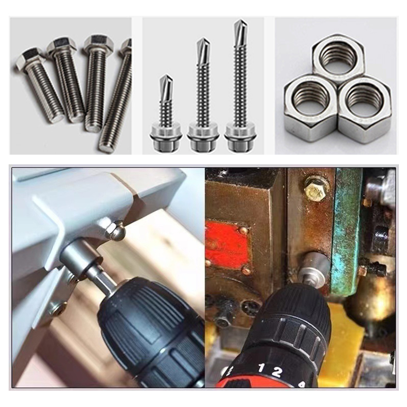 Llave de tubo fuerte hexagonal interna de 9 piezas, juego de herramientas de inserción de destornillador neumático con varilla de extensión de tornillo con mango hexagonal de 14 piezas