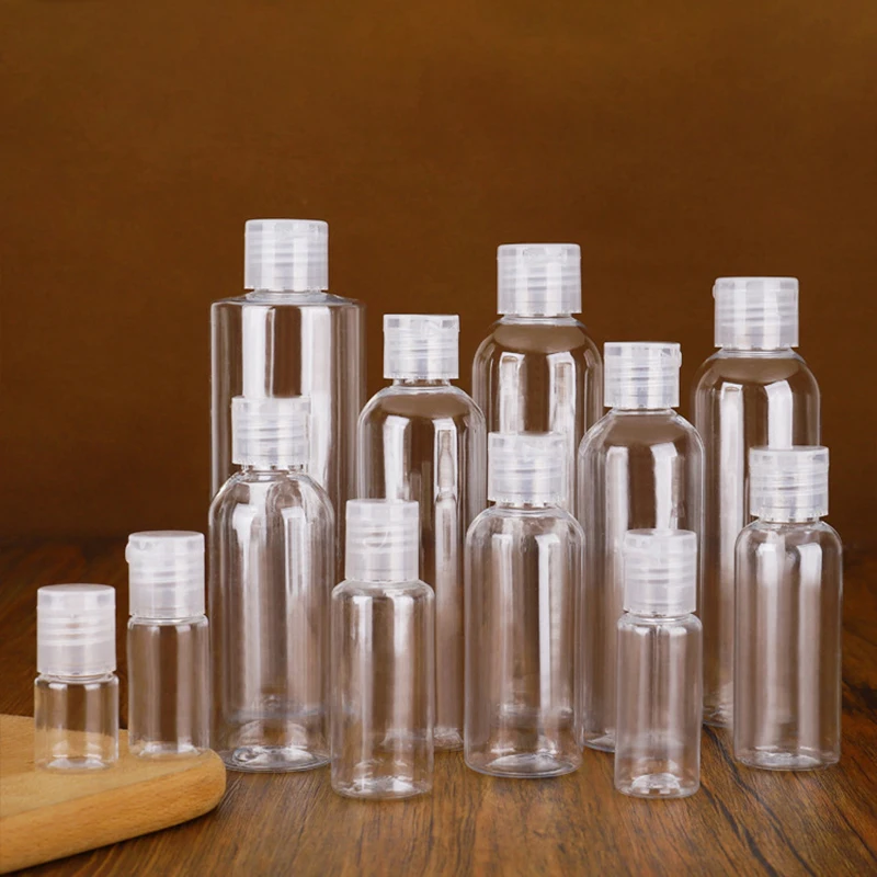 50pcs 20ml 30ml 50ml 100ml Plastic Squeeze Bottle with Flip Cap PET Lotion Shampoo Bottle Empty Cosmetic Sample Container Travel