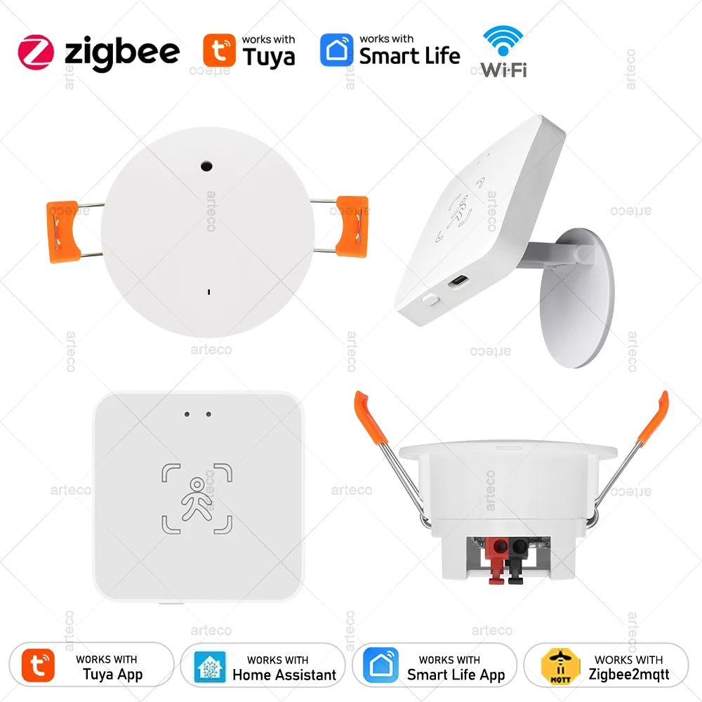 Detector de presencia humana Tuya WiFi /Zigbee, Sensor PIR inteligente de cuerpo humano, Radar MmWave, Sensor de movimiento de microondas con detección de luminancia