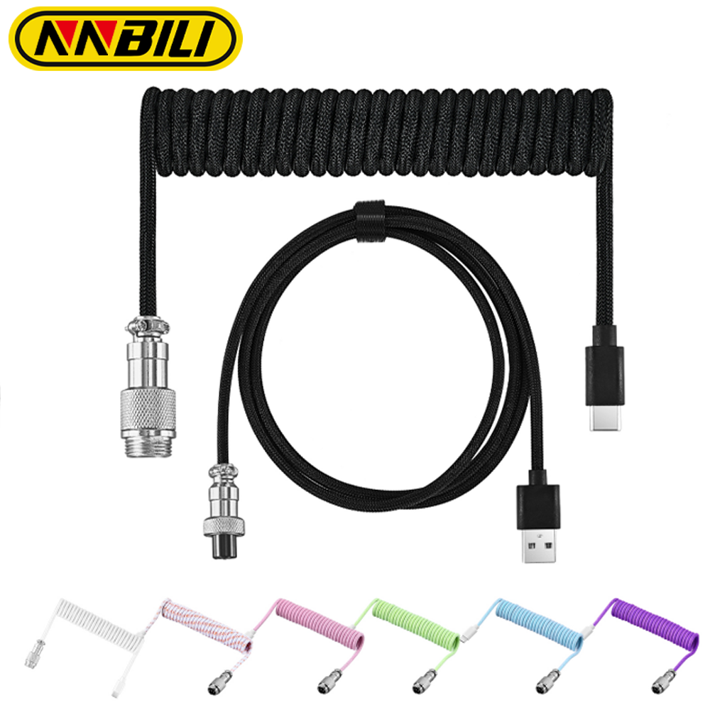 NNBILI Cable enrollado para teclado mecánico, Cable tipo C, puerto USB, aviador, Cable bobinado, accesorios para teclado de Juegos de ordenador de escritorio