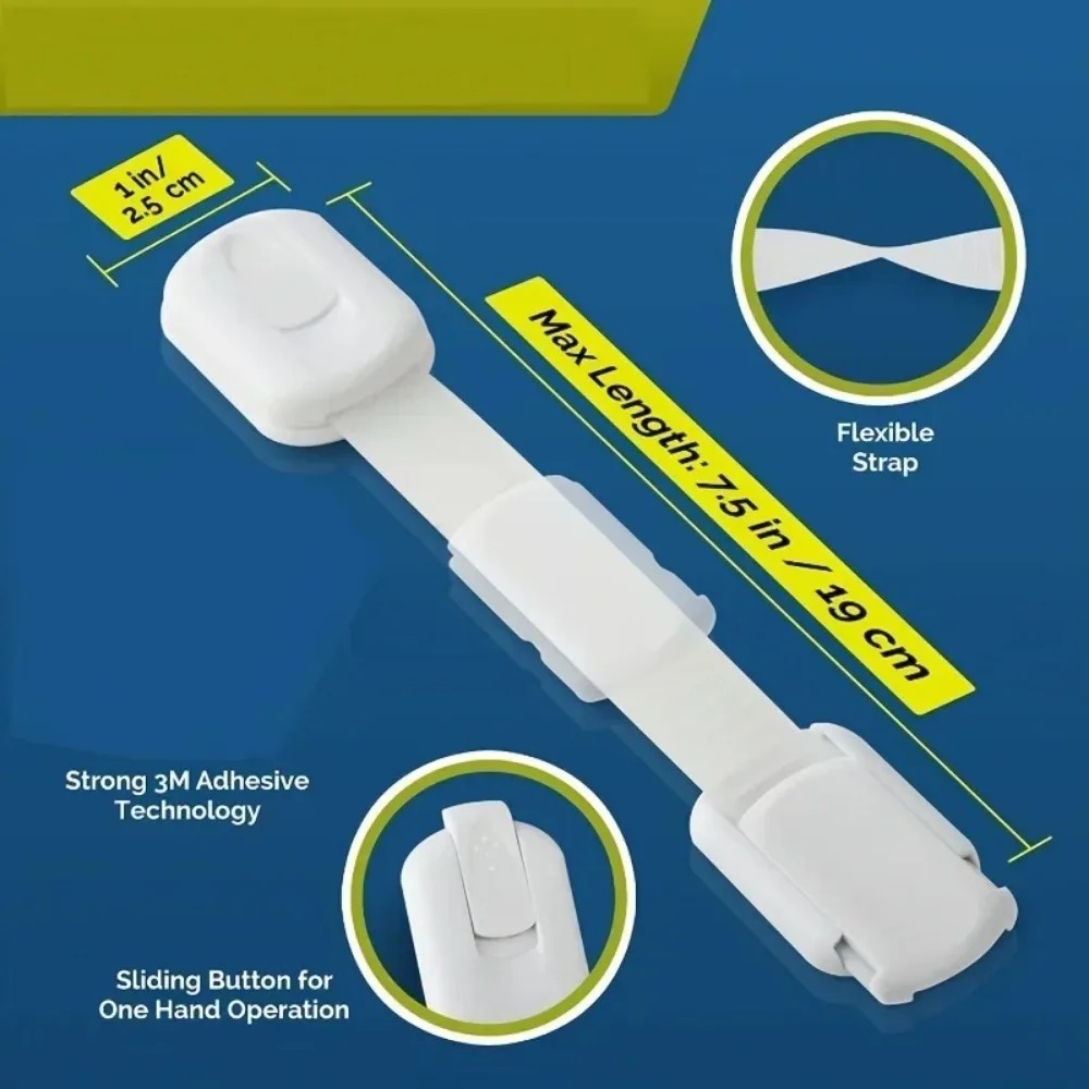 5/10pc Child Safety Strap Locks Baby Locks for Cabinets and Drawers Adhesive Pads Toilet Fridge & More No Installation Required