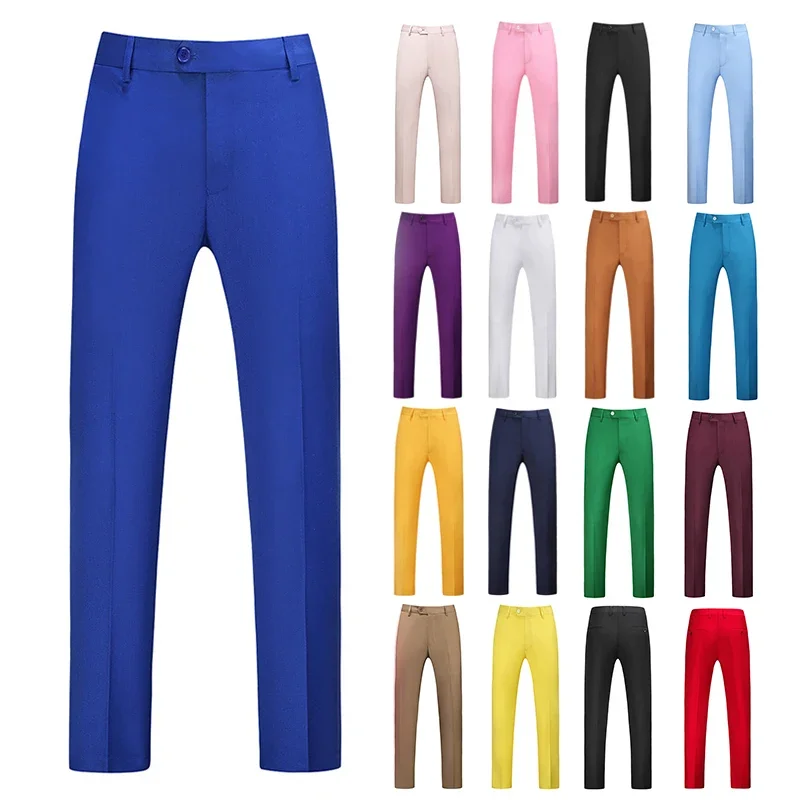 Męskie spodnie wizytowe w jednolitym kolorze Slim Fit Business Casual Office Wedding Formal Trousers Wysokiej jakości męskie spodnie garniturowe 29-40
