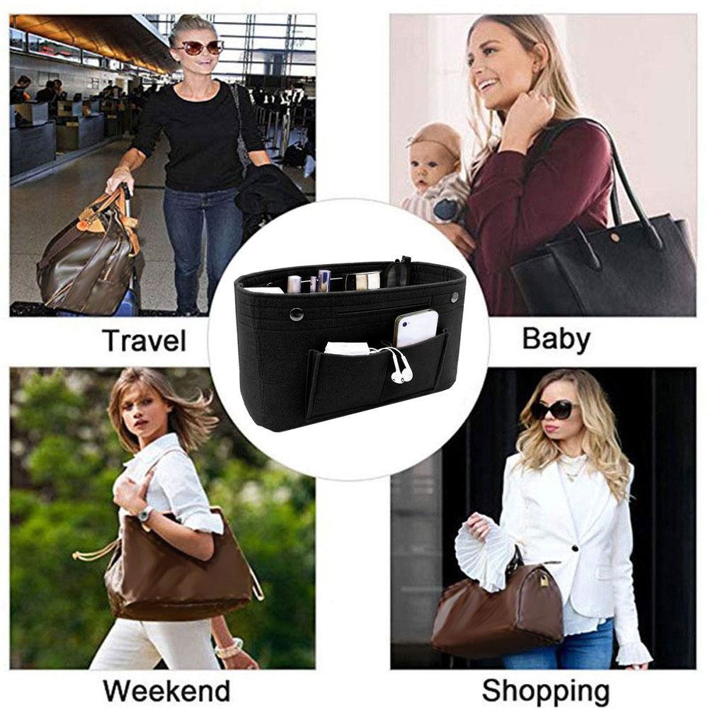 Bolso organizador para mujer, bolsa de viaje de fieltro, forro de inserción, bolsa organizadora