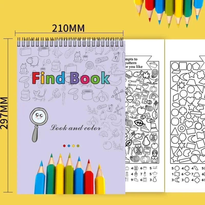 Interactive Hidden Objects Book for Youngsters Concentration Training & Educational Fun with Find and Color Puzzle School Family