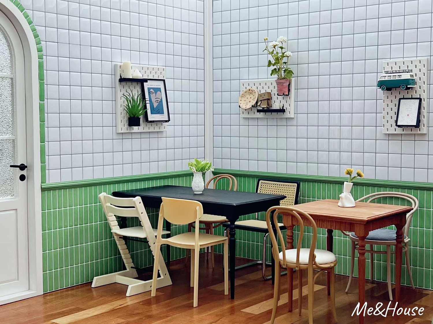 1/6, модель кукольного домика, аксессуары для мебели, мини-модель 30*30 см, белая плитка, наклейка/обои