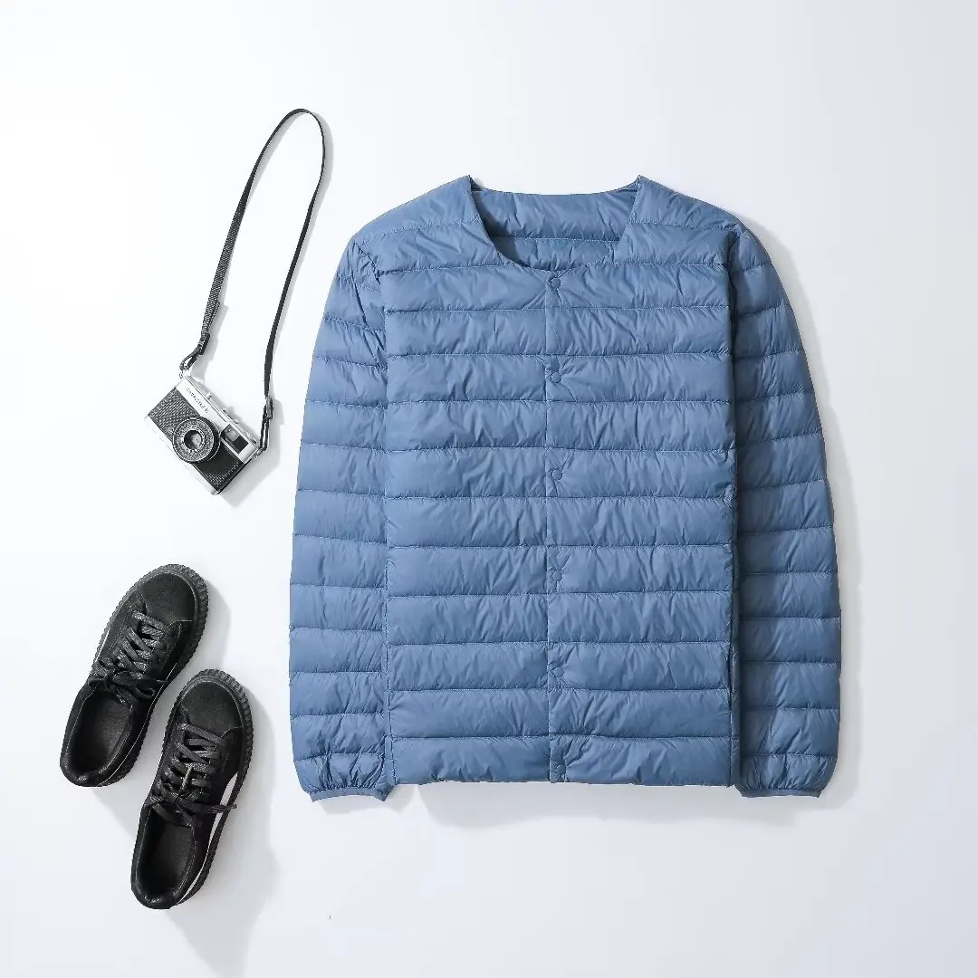 2023 nouveau automne hiver 90% duvet de canard blanc léger emballable col rond Variable col en v hommes manteau doublure chaude doudoune