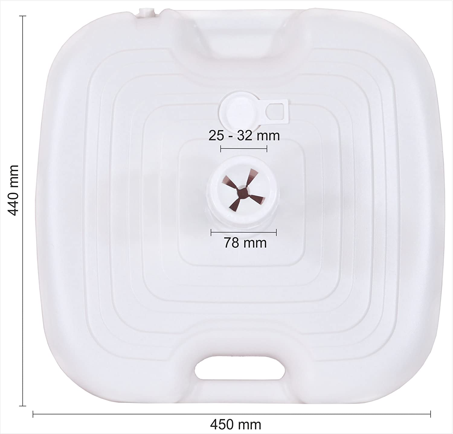 GREATOOL Base de Sombrilla Verano Rellenable Agua ligera Abs Blanca 44x44x15cm, Blanco, Aprox. 20L