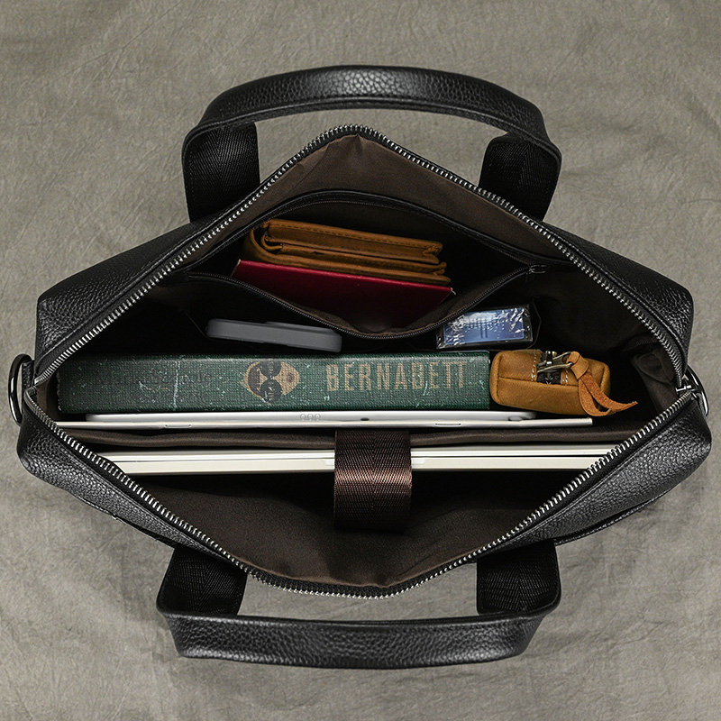 Herren Business Aktentasche fit 15 "PC Echt leder Handtasche Echt leder Herren Laptop Handtasche A4 Office Man Umhängetasche