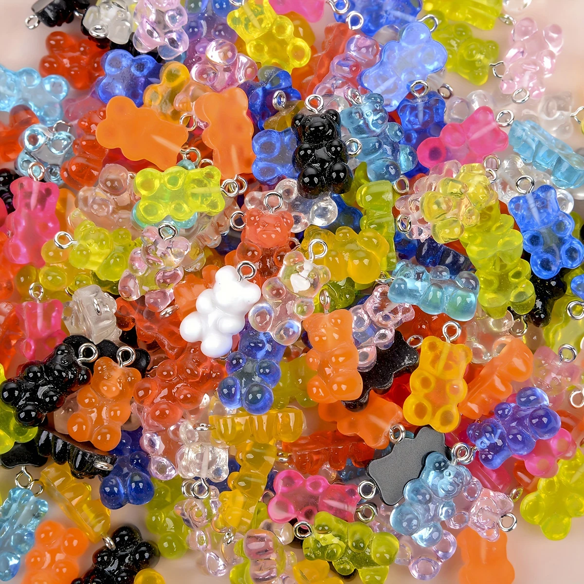 20 piezas de joyería de Gummie de oso de peluche de caramelo colorido, colgante Diy, collar de pendientes lindo, descubrimiento creativo 20x10mm