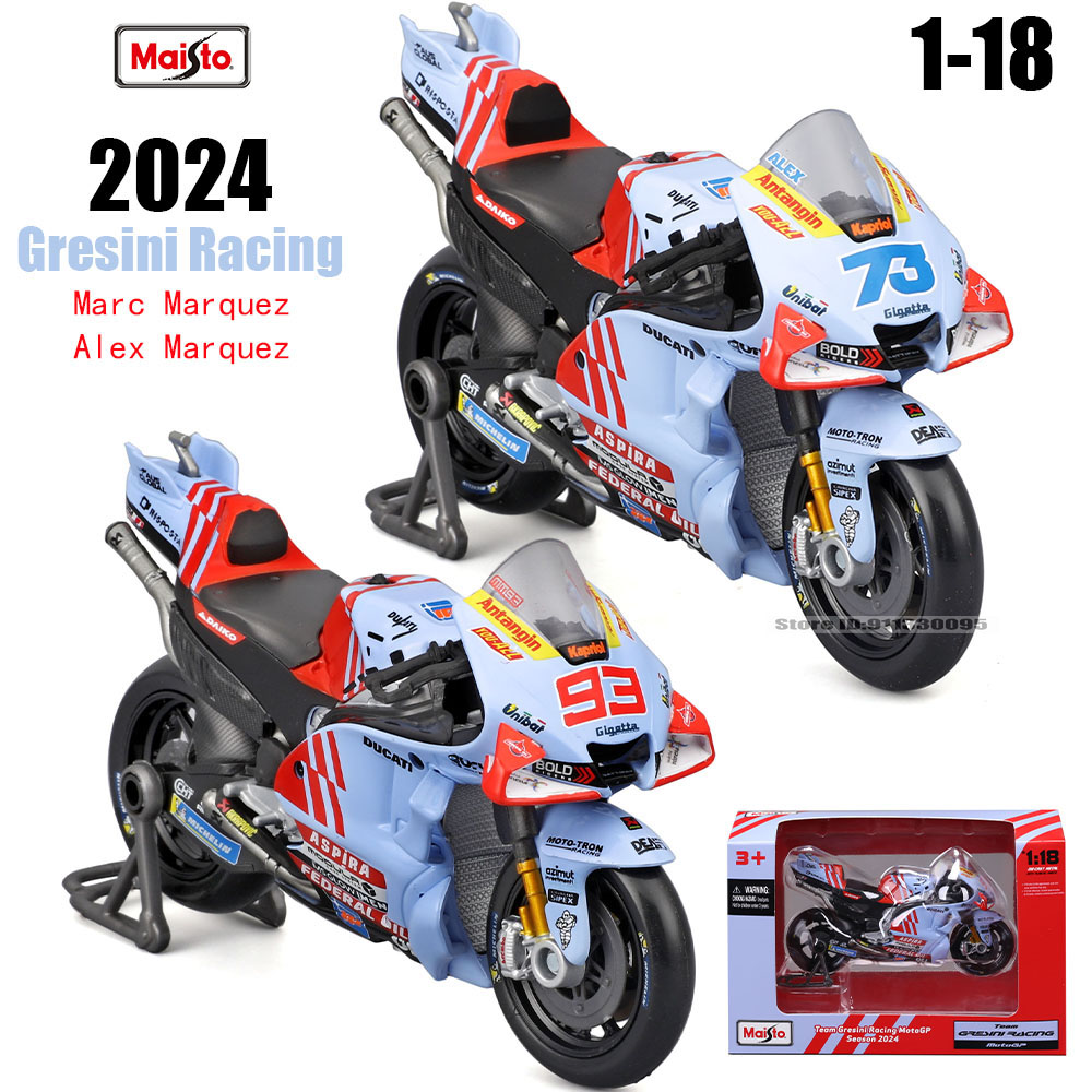 Масто 1:18 # 93 Марк Маркес # 73 Alex Marquez 2024, Gresini Racing Moto GP, литой сплав, модель мотоцикла, коллекция, подарочная игрушка