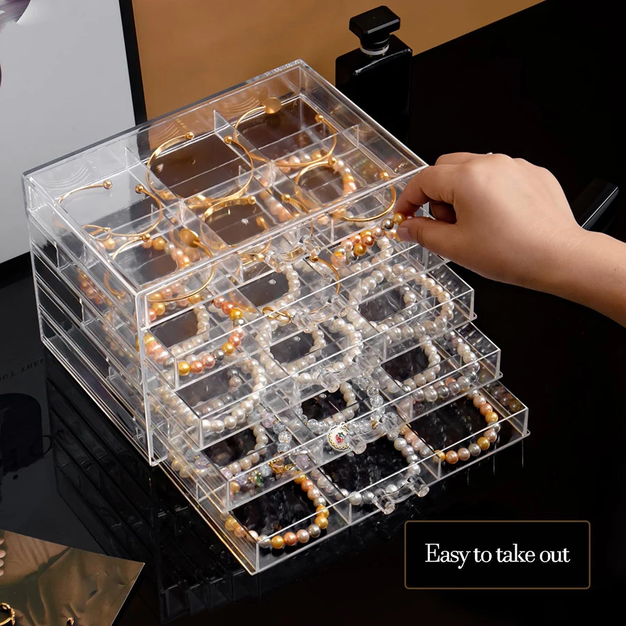 DIY สร้อยข้อมือ,ต่างหูขนาดใหญ่ 30-grid เครื่องประดับคลิป 5 ลิ้นชัก,STACKABLE ต่างหูสร้อยข้อมือ