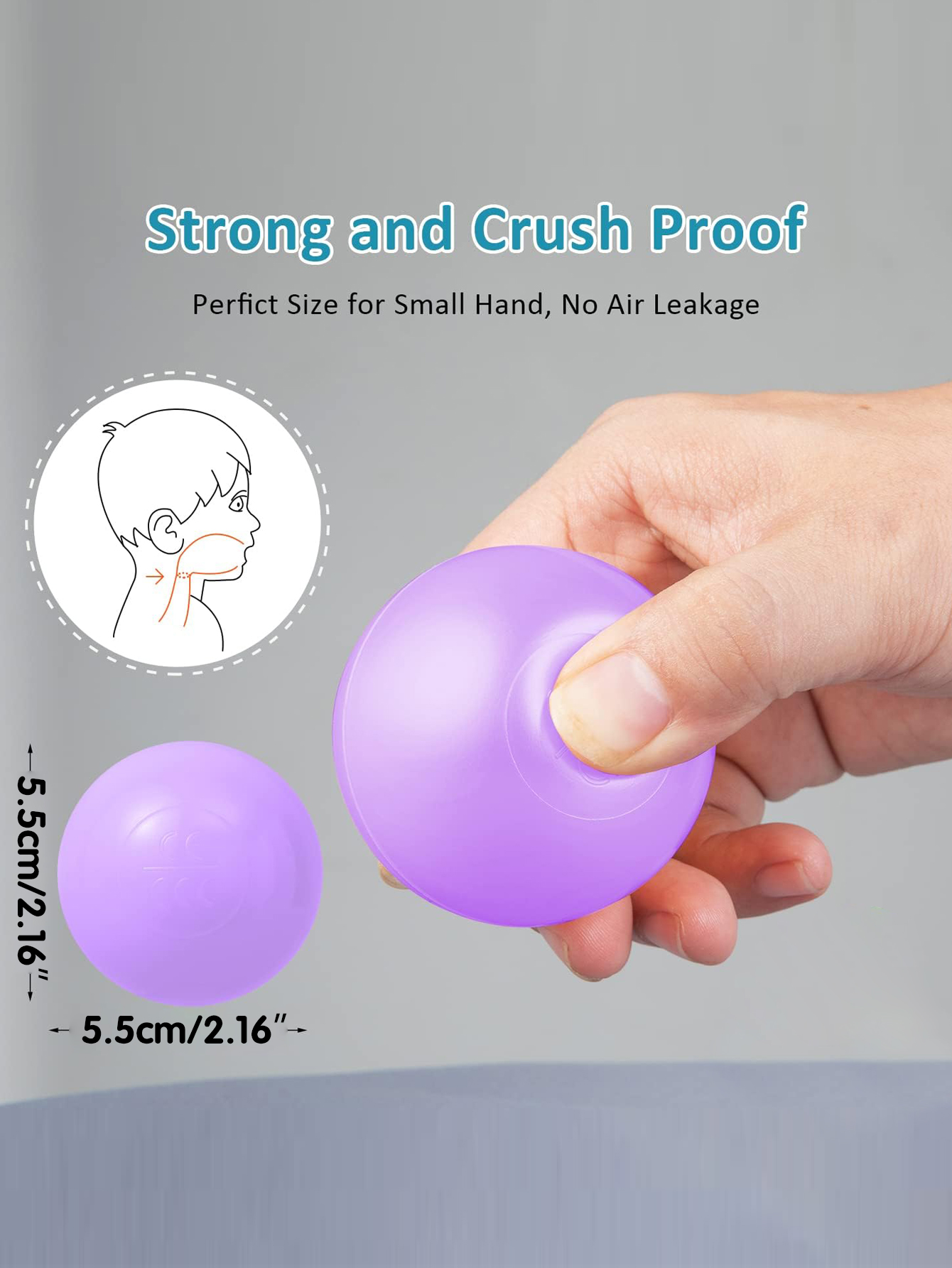 BPA 무독성 소프트 플라스틱 볼 피트 볼, 가방 포함, 보라색 핑크 연청, 펄 화이트, 5.5cm, 100 개, 4 가지 색상
