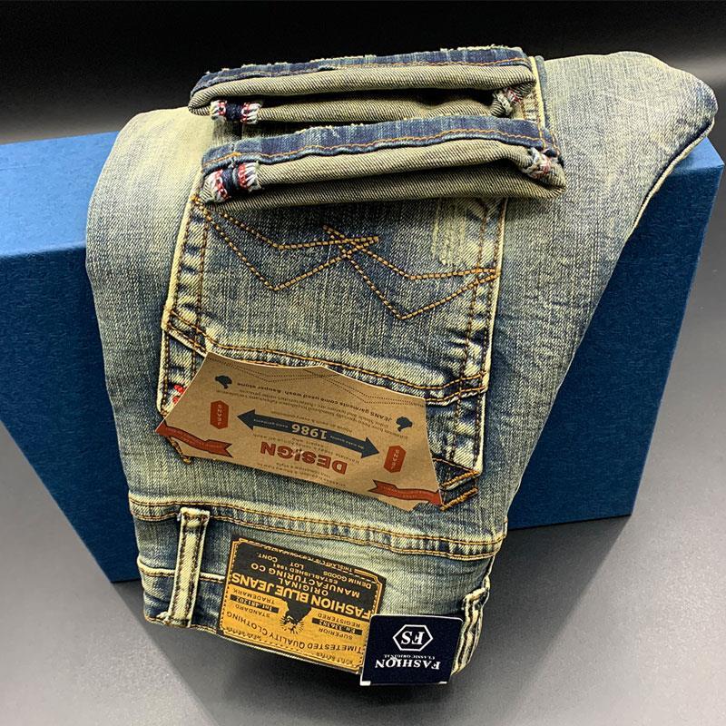 Hose Enge Pfeife Skinny Herren Cowboyhose Retro Jeans für Herren Slim Fit mit Taschen Washed Classic Buggy Luxus Denim Regular