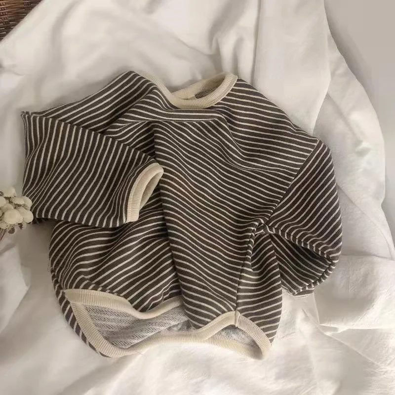 Lawadka Cotone Abbigliamento per bambini T-shirt a maniche lunghe A righe Baby Boy Girl Top Casual T-shirt per bambini Autunno Primavera Tee 1-8T