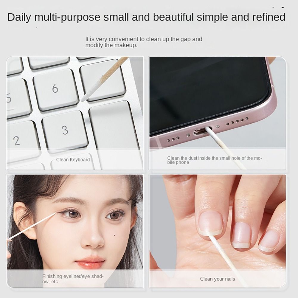 100 unids/bolsa herramientas de tatuaje cosmético hisopo de algodón desechable accesorios de maquillaje palitos de algodón de punta ultrapequeña sin pelusa