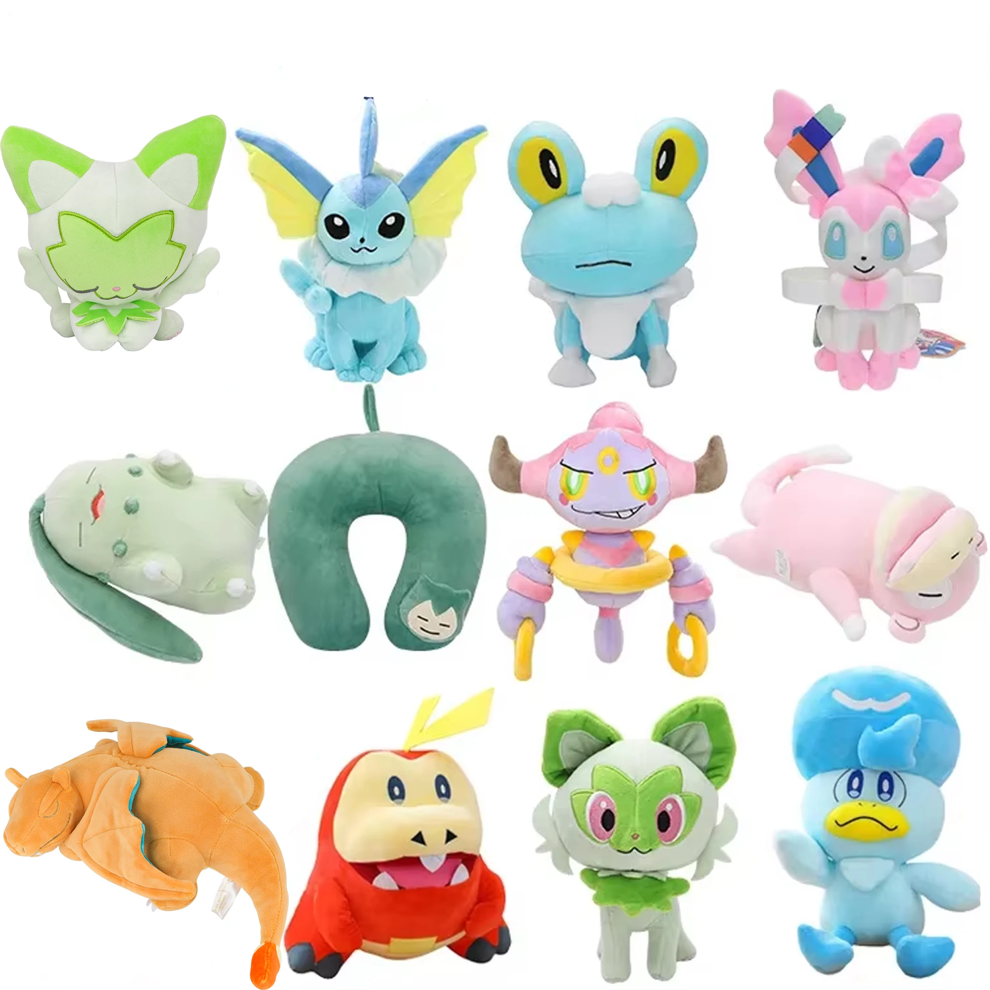 Sprigatito chikorita slowpoke froakie arceus quaxly charizard brinquedos de pelúcia anime recheado sprigatito fuecoco peluche boneca presentes