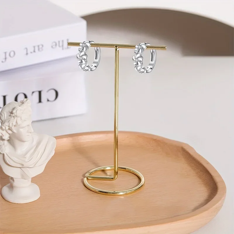 Brincos de argola com padrão de camélia, prata esterlina 925, requintado, estilo elegante, presente delicado para mulheres, meninas, diariamente, casual